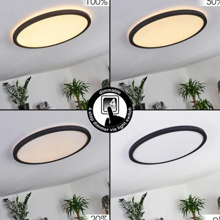hofstein Éclairage Led|Plafonnier Boyero LED Noir, 1 lumière