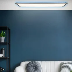 Plafonnier Brilliant Everett LED Noir, 1 lumière, Télécommandes, Changeur de couleurs