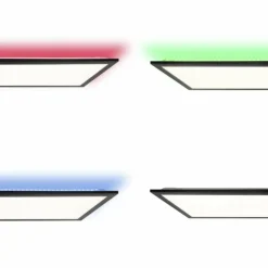 Plafonnier Brilliant Everett LED Noir, 1 lumière, Télécommandes, Changeur de couleurs