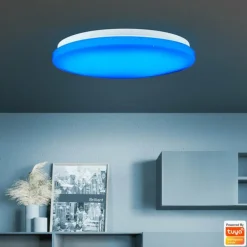 Plafonnier Brilliant Heddy LED Blanc, 1 lumière, Télécommandes, Changeur de couleurs