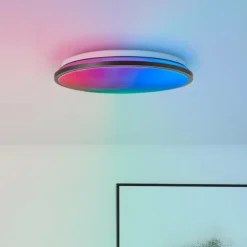Luminaires Brilliant Éclairage Led|Plafonnier Brilliant Heida LED Noir, Blanc, 1 lumière, Télécommandes, Changeur de couleurs