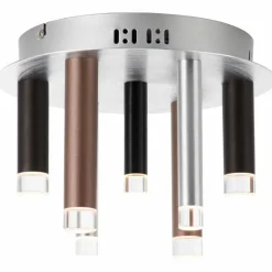 Luminaires Brilliant Éclairage Led|Plafonnier Brilliant Living Cembalo LED Brun, 7 lumières