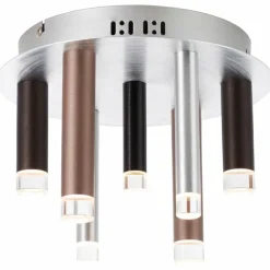 Luminaires Brilliant Éclairage Led|Plafonnier Brilliant Living Cembalo LED Brun, 7 lumières