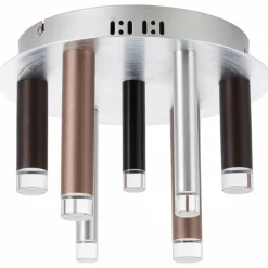 Luminaires Brilliant Éclairage Led|Plafonnier Brilliant Living Cembalo LED Brun, 7 lumières