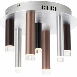Luminaires Brilliant Éclairage Led|Plafonnier Brilliant Living Cembalo LED Brun, 7 lumières