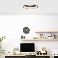 Luminaires Brilliant Éclairage Led|Plafonnier Brilliant Luciano LED Noir, Blanc, 1 lumière, Télécommandes