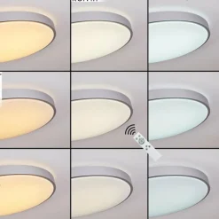 hofstein Éclairage Led|Plafonnier Buris LED Argenté, 1 lumière, Télécommandes
