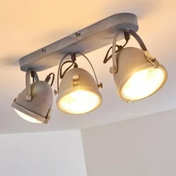 hofstein Spots Et Projecteurs|Plafonnier Butikon Gris, 3 lumières