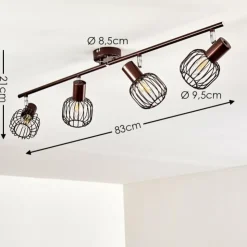 hofstein Spots Et Projecteurs|Plafonnier Cancun Brun, 4 lumières