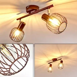 hofstein Spots Et Projecteurs|Plafonnier Cancun Brun, 2 lumières