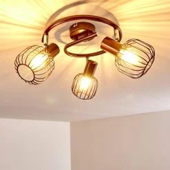 hofstein Spots Et Projecteurs|Plafonnier Cancun Brun, 3 lumières