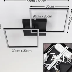 hofstein Éclairage Led|Plafonnier Cheka LED Noir, 2 lumières, Télécommandes