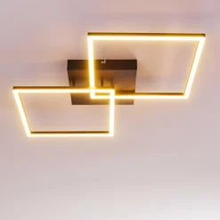 hofstein Éclairage Led|Plafonnier Cheka LED Noir, 2 lumières, Télécommandes