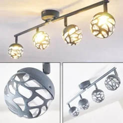 hofstein Spots Et Projecteurs|Plafonnier Covane LED Bleu, Gris, 4 lumières