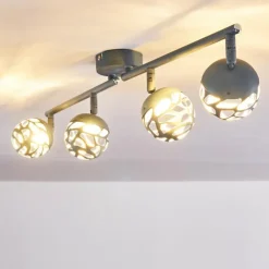 hofstein Spots Et Projecteurs|Plafonnier Covane LED Bleu, Gris, 4 lumières
