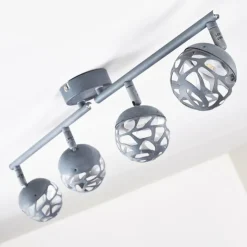 hofstein Spots Et Projecteurs|Plafonnier Covane LED Bleu, Gris, 4 lumières