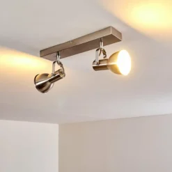 hofstein Spots Et Projecteurs|Plafonnier Danikon Nickel mat, 2 lumières