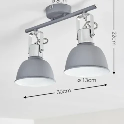 hofstein Spots Et Projecteurs|Plafonnier Dompierre Gris, Blanc, 2 lumières