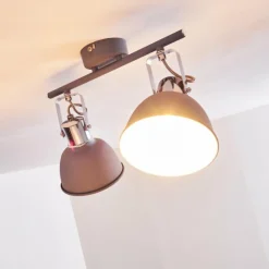 hofstein Spots Et Projecteurs|Plafonnier Dompierre Gris, Blanc, 2 lumières