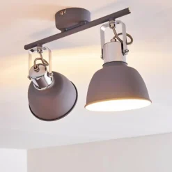 hofstein Spots Et Projecteurs|Plafonnier Dompierre Gris, Blanc, 2 lumières