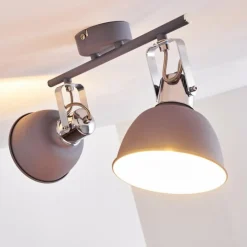 hofstein Spots Et Projecteurs|Plafonnier Dompierre Gris, Blanc, 2 lumières