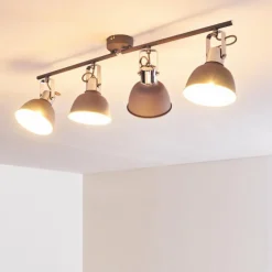 hofstein Spots Et Projecteurs|Plafonnier Dompierre Gris, Blanc, 4 lumières