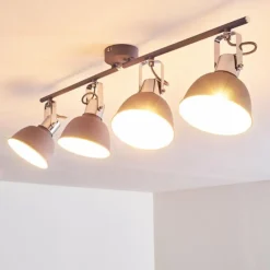 hofstein Spots Et Projecteurs|Plafonnier Dompierre Gris, Blanc, 4 lumières