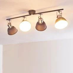 hofstein Spots Et Projecteurs|Plafonnier Dompierre Gris, Blanc, 4 lumières