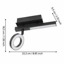 Luminaires Eglo Éclairage Led|Plafonnier Eglo CARDILLIO LED Noir, 2 lumières