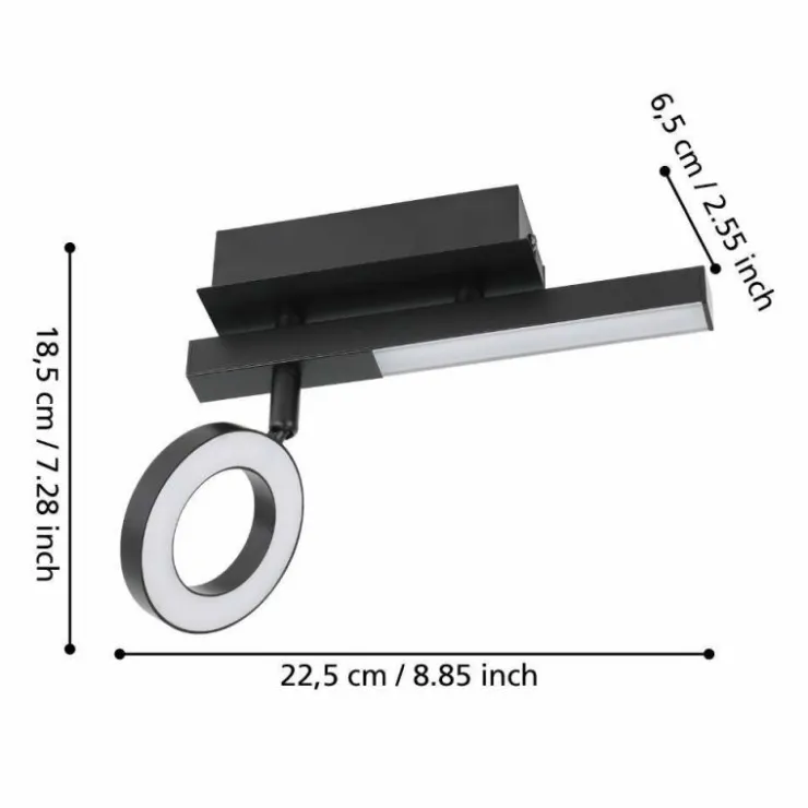 Luminaires Eglo Éclairage Led|Plafonnier Eglo CARDILLIO LED Noir, 2 lumières