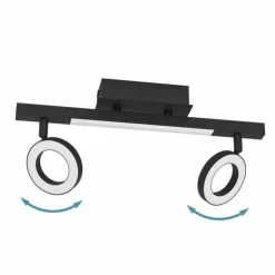 Luminaires Eglo Éclairage Led|Plafonnier Eglo CARDILLIO LED Noir, 3 lumières