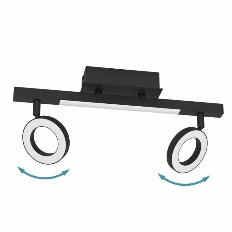 Luminaires Eglo Éclairage Led|Plafonnier Eglo CARDILLIO LED Noir, 3 lumières