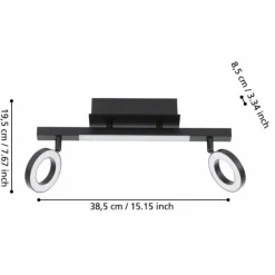 Luminaires Eglo Éclairage Led|Plafonnier Eglo CARDILLIO LED Noir, 3 lumières