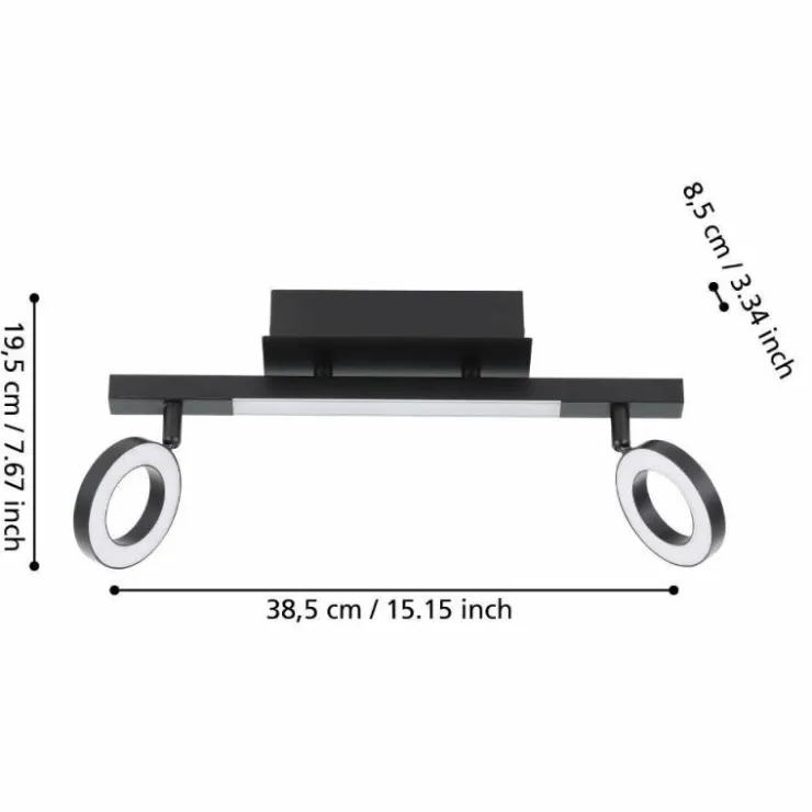 Luminaires Eglo Éclairage Led|Plafonnier Eglo CARDILLIO LED Noir, 3 lumières