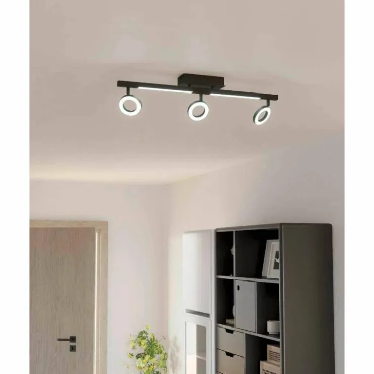 Luminaires Eglo Éclairage Led|Plafonnier Eglo CARDILLIO LED Noir, 5 lumières