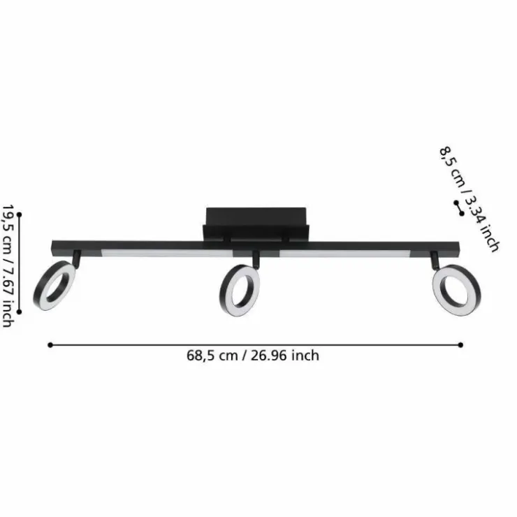 Luminaires Eglo Éclairage Led|Plafonnier Eglo CARDILLIO LED Noir, 5 lumières
