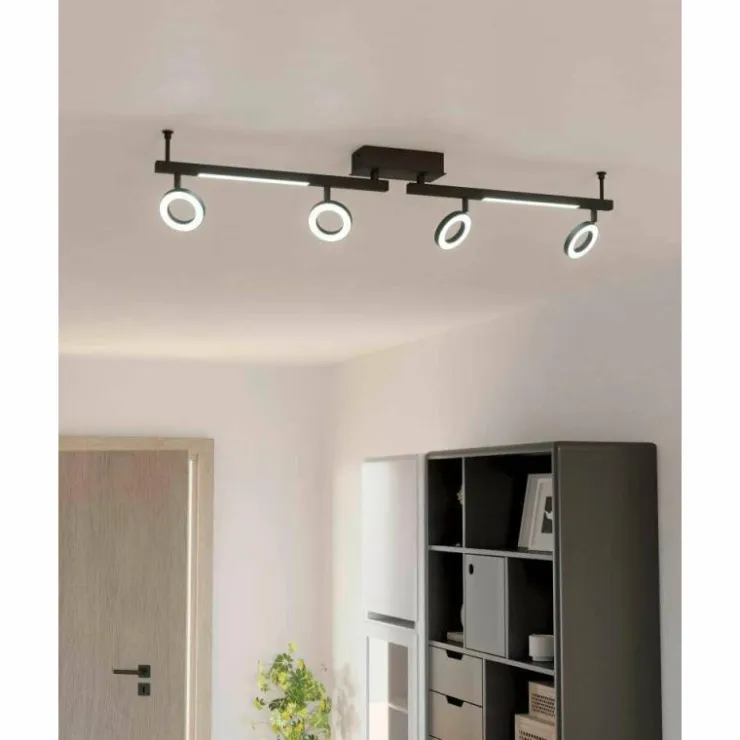 Luminaires Eglo Éclairage Led|Plafonnier Eglo CARDILLIO LED Noir, 6 lumières