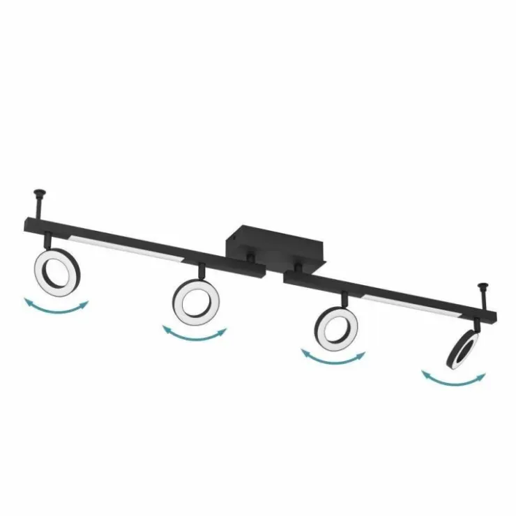 Luminaires Eglo Éclairage Led|Plafonnier Eglo CARDILLIO LED Noir, 6 lumières