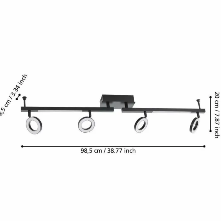 Luminaires Eglo Éclairage Led|Plafonnier Eglo CARDILLIO LED Noir, 6 lumières