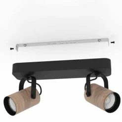 Luminaires Eglo Éclairage Led|Plafonnier Eglo CAYUCA LED Noir, 2 lumières