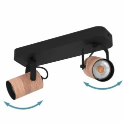 Luminaires Eglo Éclairage Led|Plafonnier Eglo CAYUCA LED Noir, 2 lumières