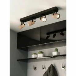 Luminaires Eglo Spots Et Projecteurs|Plafonnier Eglo CAYUCA LED Noir, 4 lumières