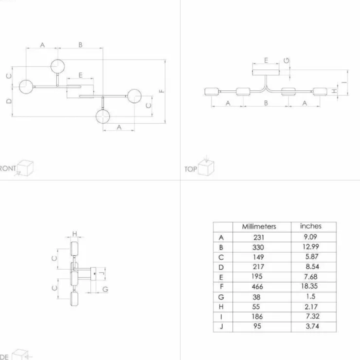 Luminaires Eglo Éclairage Led|Plafonnier Eglo CLAVELLINA LED Noir, 4 lumières