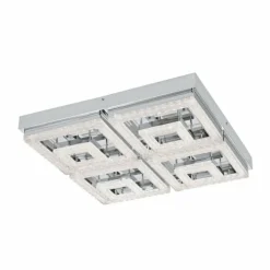 Luminaires Eglo Éclairage Led|Plafonnier Eglo FRADELO LED Chrome, Aspect cristal, 1 lumière