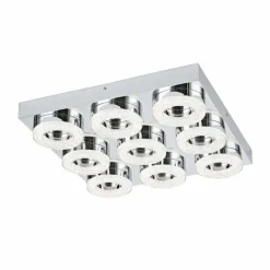 Luminaires Eglo Éclairage Led|Plafonnier Eglo FRADELO LED Chrome, Aspect cristal, 9 lumières