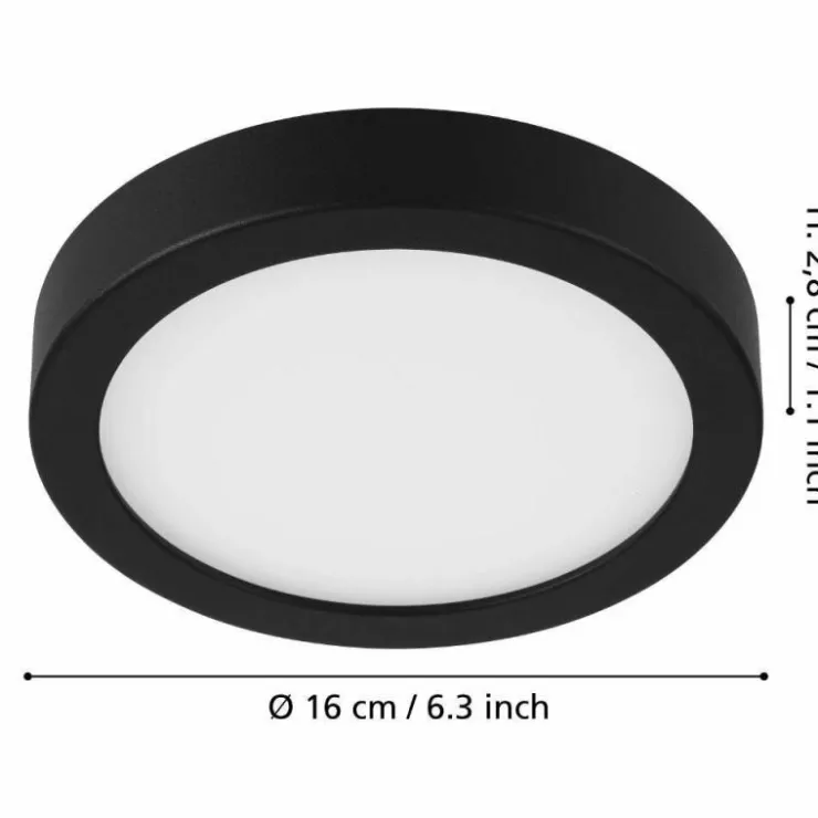 Luminaires Eglo Éclairage Led|Plafonnier Eglo FUEVA LED Noir, 1 lumière