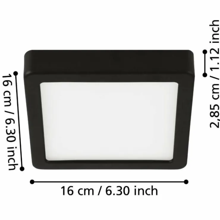 Luminaires Eglo Éclairage Led|Plafonnier Eglo FUEVA LED Noir, 1 lumière