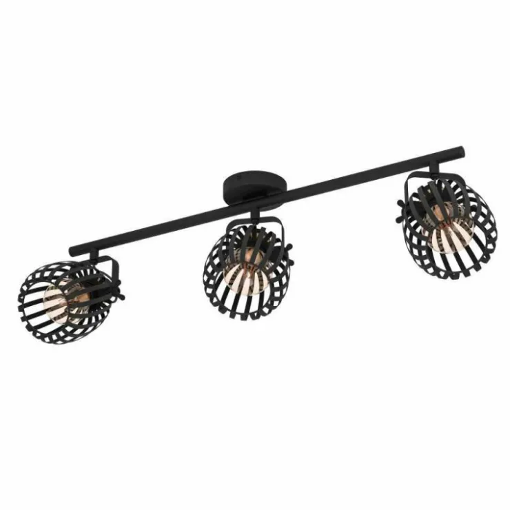 Luminaires Eglo Spots Et Projecteurs|Plafonnier Eglo GIRONA Laiton, Noir, 3 lumières