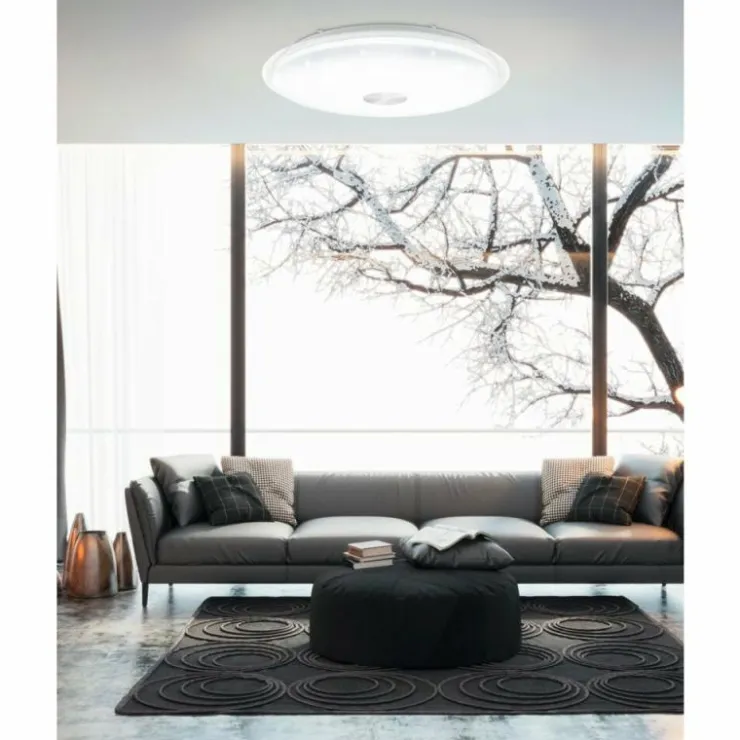 Luminaires Eglo Éclairage Led|Plafonnier EGLO LANCIANO LED Transparent, Blanc, 1 lumière, Télécommandes