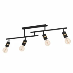 Luminaires Eglo Spots Et Projecteurs|Plafonnier Eglo LURONE Laiton, Noir, 4 lumières